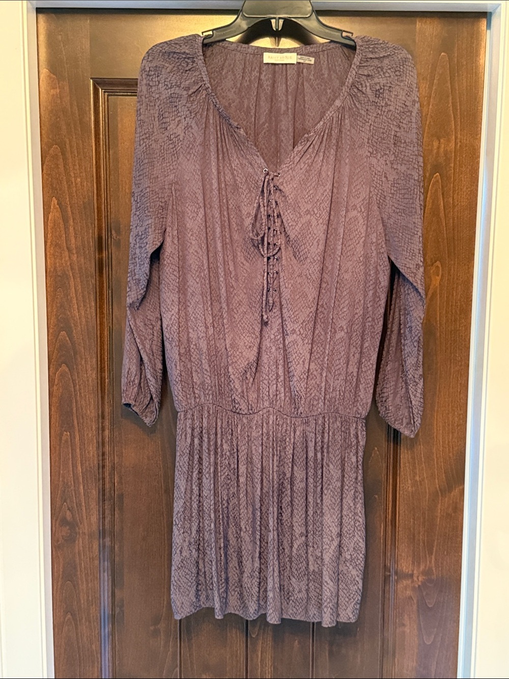 Ramy Brook Mauve Long-Sleeve Tie-Front Pleated Dress